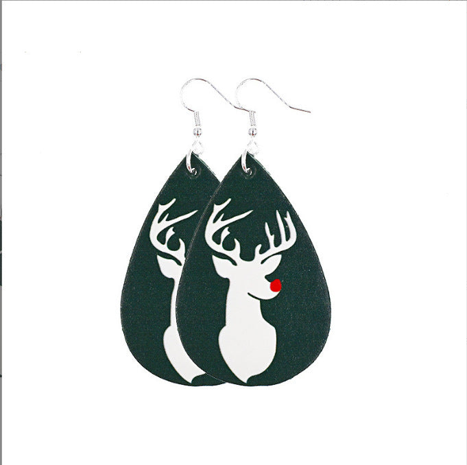 Wholesale Christmas Earrings Christmas Tree Snowflake Elk PU Leather Earrings